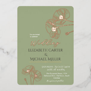 Elegant Neutral Poppies Wedding Minimalist Suite Foil Invitation