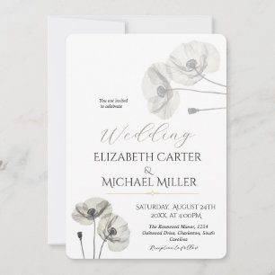 Elegant Neutral Poppies Wedding Minimalist Suite Invitation