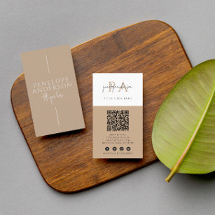  Elegant Neutral QR Code Boho Modern Unique Trendy Business Card