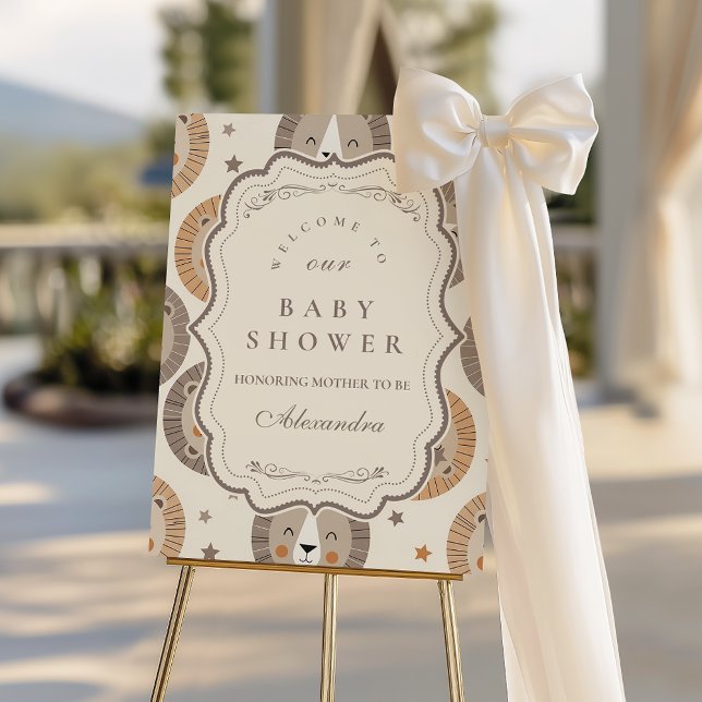 Elegant Neutral Safari Lion Baby Shower Foam Board (Creator Uploaded)