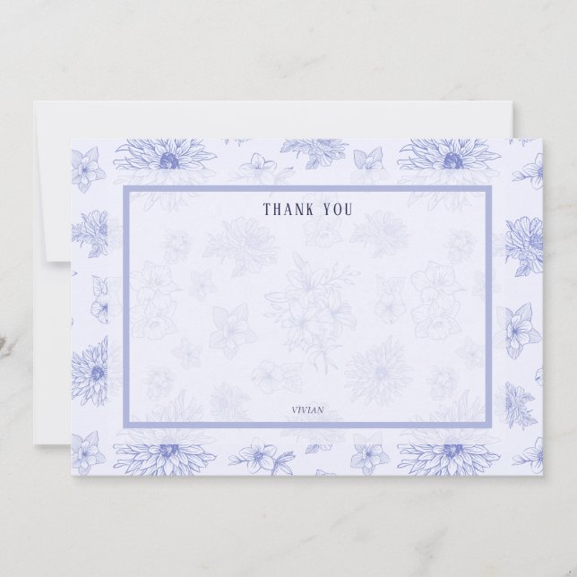 Elegant Neutral Shadow Floral Blank Thank You (Front)
