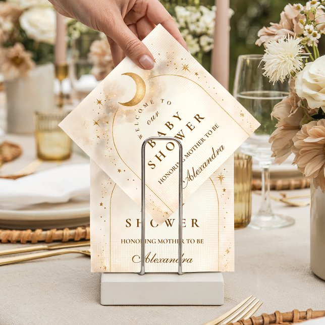 Elegant Neutral Starry Baby Shower Napkins (Creator Uploaded)