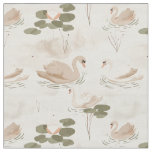 Elegant neutral swan pattern fabric