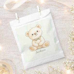 Elegant Neutral Teddy Bear Baby Shower Favor Bag