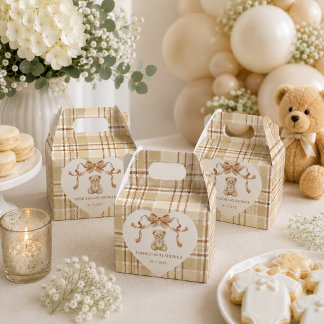 Elegant Neutral Teddy Bear Baby shower Favor Boxes