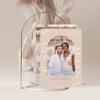 Elegant Neutral Two Photo Wedding Invitation by Spindle_and_Rye at Zazzle