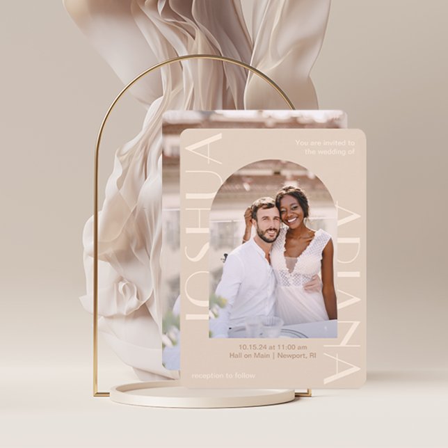 Elegant Neutral Two Photo Wedding Invitation (Creator Uploaded)