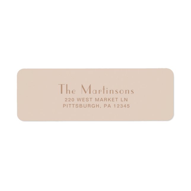 Elegant Neutral Type Wedding Address Label (Front)