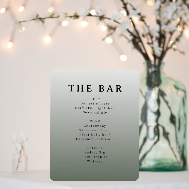 Elegant Neutral Typographic Bar Menu Foam Board (In Situ (Wedding))