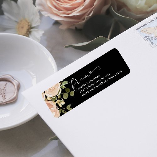 Elegant Neutral Watercolor and Gold Floral Wedding Label