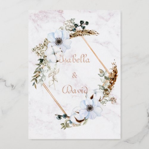 Elegant Neutral Watercolor Floral Wedding  Foil Foil Invitation