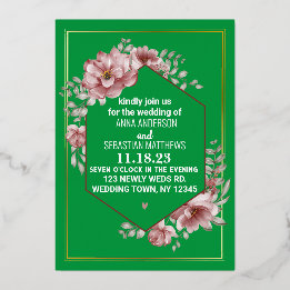 Elegant Neutral Watercolor Floral Wedding   Foil I Invitation