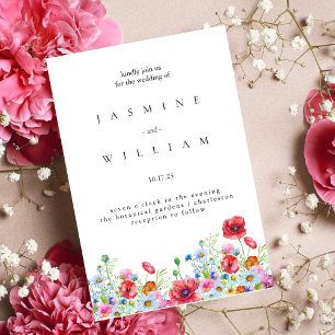 Elegant Neutral Watercolor Floral Wedding Foil Invitation