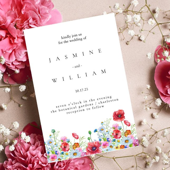 Elegant Neutral Watercolor Floral Wedding  Foil Invitation (Creator Uploaded)