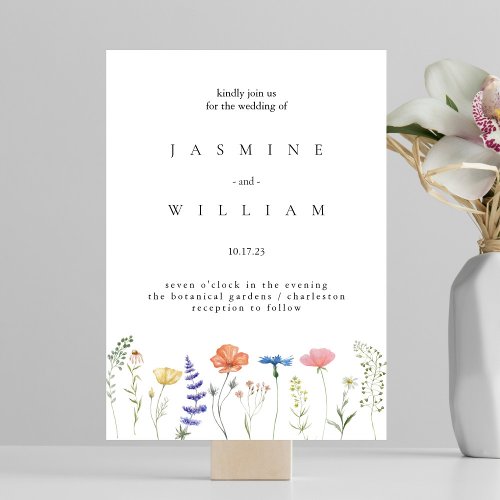 Elegant Neutral Watercolor Floral Wedding  Foil Invitation