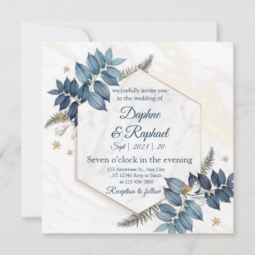 Elegant Neutral Watercolor Floral Wedding  Gold F Invitation