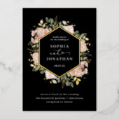 Elegant Neutral Watercolor Floral Wedding | Gold Foil Invitation (Front)