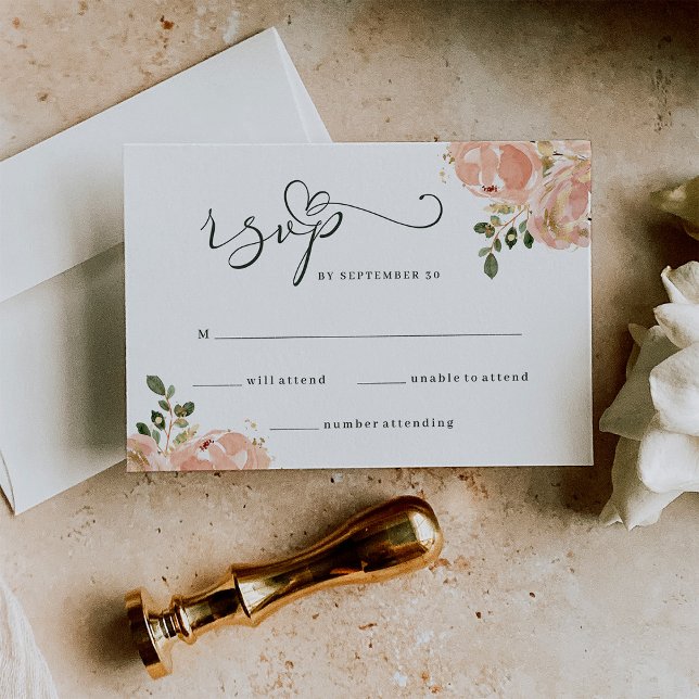 Elegant Neutral Watercolor Floral Wedding RSVP Card (Creator Uploaded)