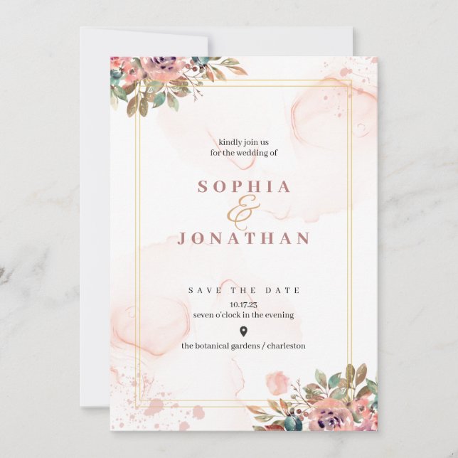 Elegant Neutral wedding card invitations ideas (Front)
