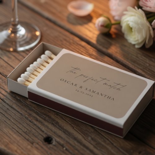 Elegant Neutral Wedding Matchbox Favor Matchboxes