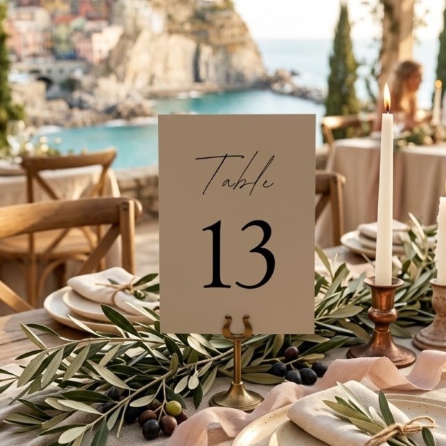 Elegant Neutral Wedding Minimalist  Table Number (Creator Uploaded)