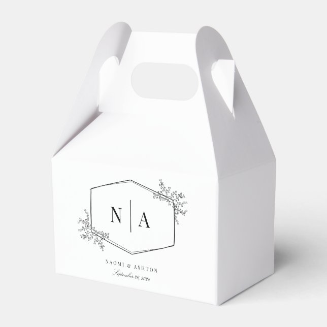 Elegant Neutral Wedding Monogram Favor Boxes (Front Side)