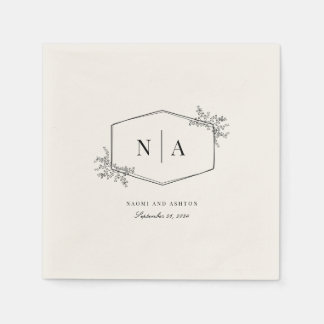 Elegant Neutral Wedding Monogram Napkins