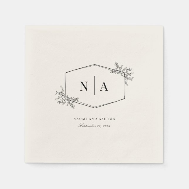Elegant Neutral Wedding Monogram Napkins (Front)