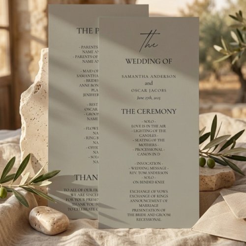 Elegant Neutral Wedding Program