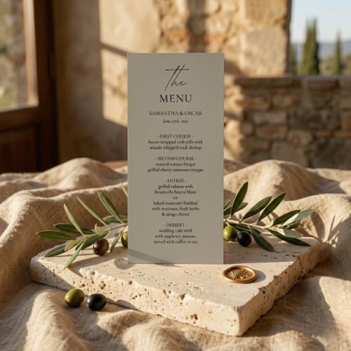 Elegant Neutral Wedding Reception Menu