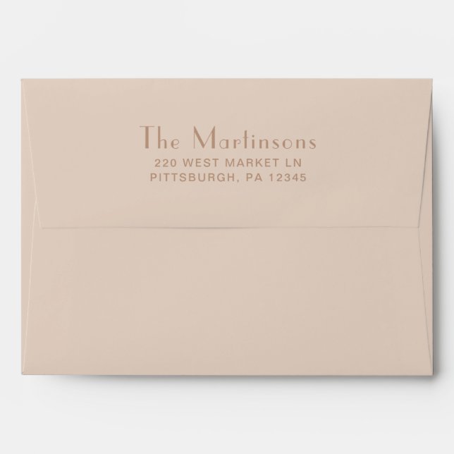 Elegant Neutral Wedding Return Address Envelope (Back (Top Flap))