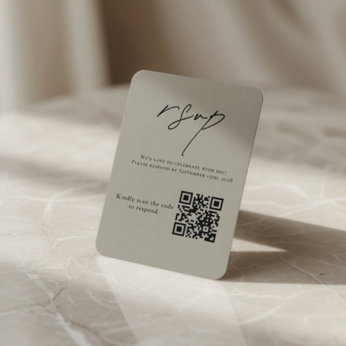 Elegant Neutral Wedding RSVP QR Code Response Enclosure Card