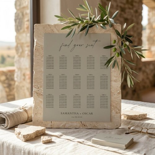 Elegant Neutral Wedding Seating Plan Sign
