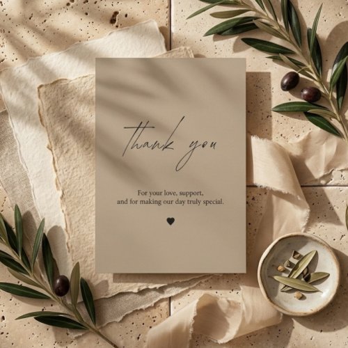 Elegant Neutral Wedding Thank You Card