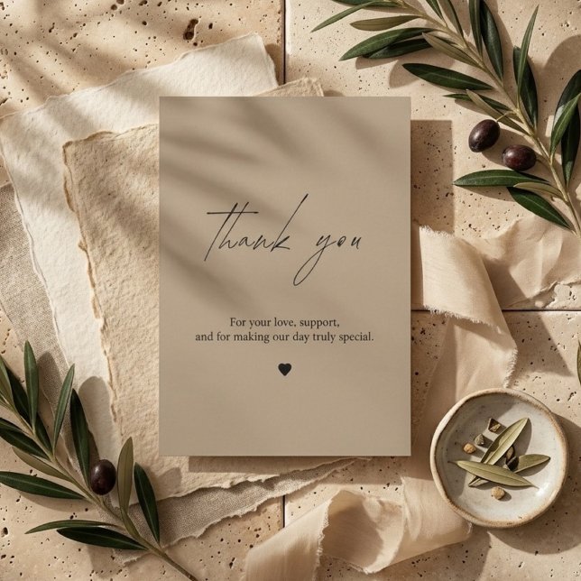 Elegant Neutral Wedding  Thank You Card (Creator Uploaded)