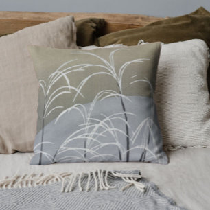 Elegant Neutrals Modern Minimalist Japanese Art Throw Pillow