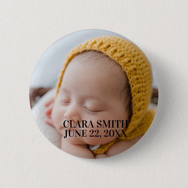 Elegant new baby announcement  button (Front)