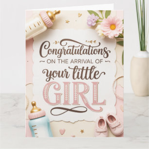 Elegant New Baby Girl Greeting Card