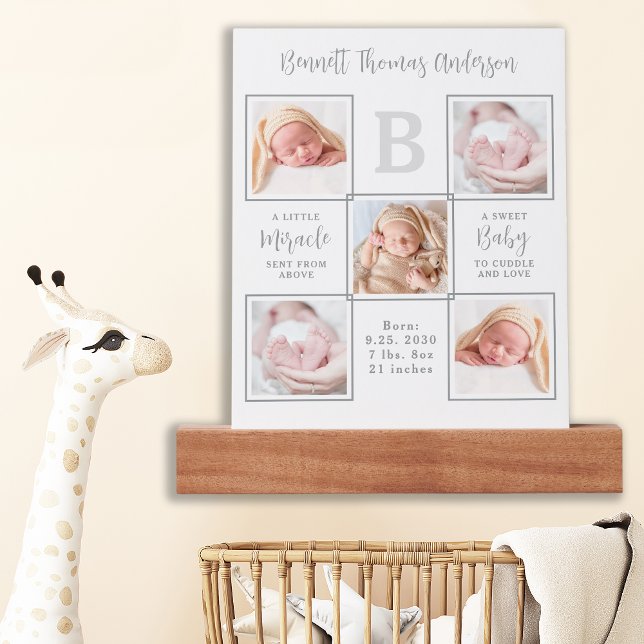 Elegant New Baby Personalized 5 Photo Collage  Picture Ledge (Creator Uploaded)