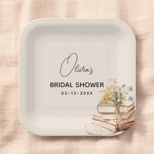 Elegant New Chapter Begins Book Bridal Shower Paper Plates