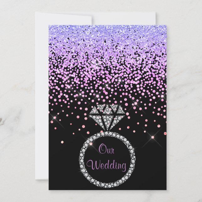 ELEGANT New crystal diamond wedding lilac Invitation (Front)