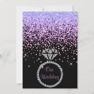 ELEGANT New crystal diamond wedding lilac Invitation