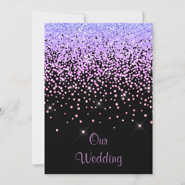 ELEGANT New crystal diamond wedding lilac Invitation (Front)