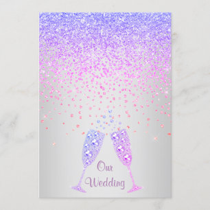 ELEGANT New crystal diamond wedding lilac PURPLE Invitation