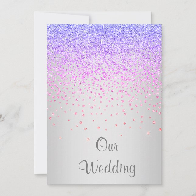 ELEGANT New crystal diamond wedding lilac PURPLE Invitation (Front)