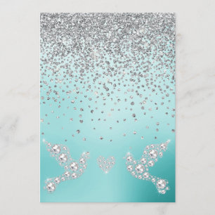 ELEGANT New crystal diamond wedding mint green Invitation