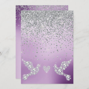 ELEGANT New crystal diamond wedding purple lilac Invitation