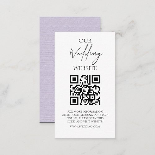 Elegant New Fashion Lavender Wedding QRCode Enclosure Card