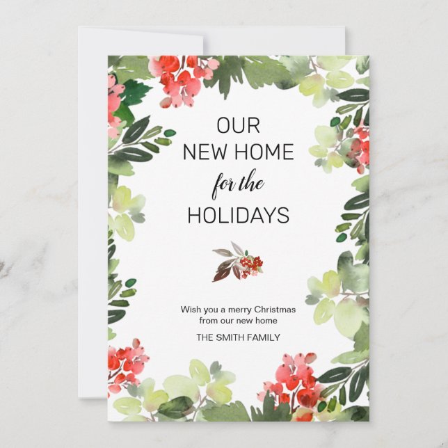 Elegant New Home Photo Holiday Moving Announcement (Front)