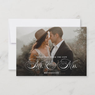 Elegant New Mr. and Mrs. Wedding Thank You Card